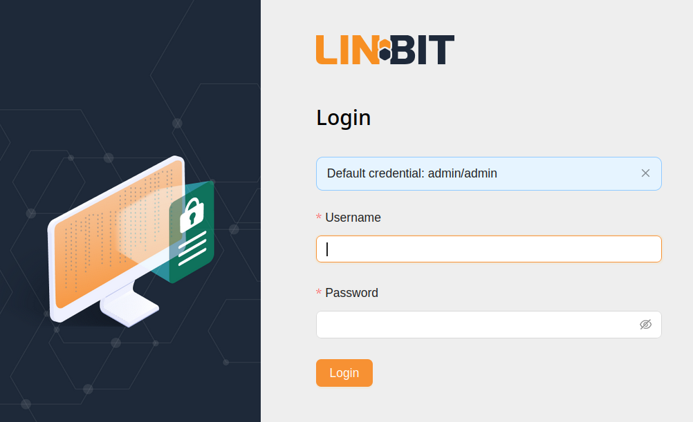 Logging in to the LINBIT GUI